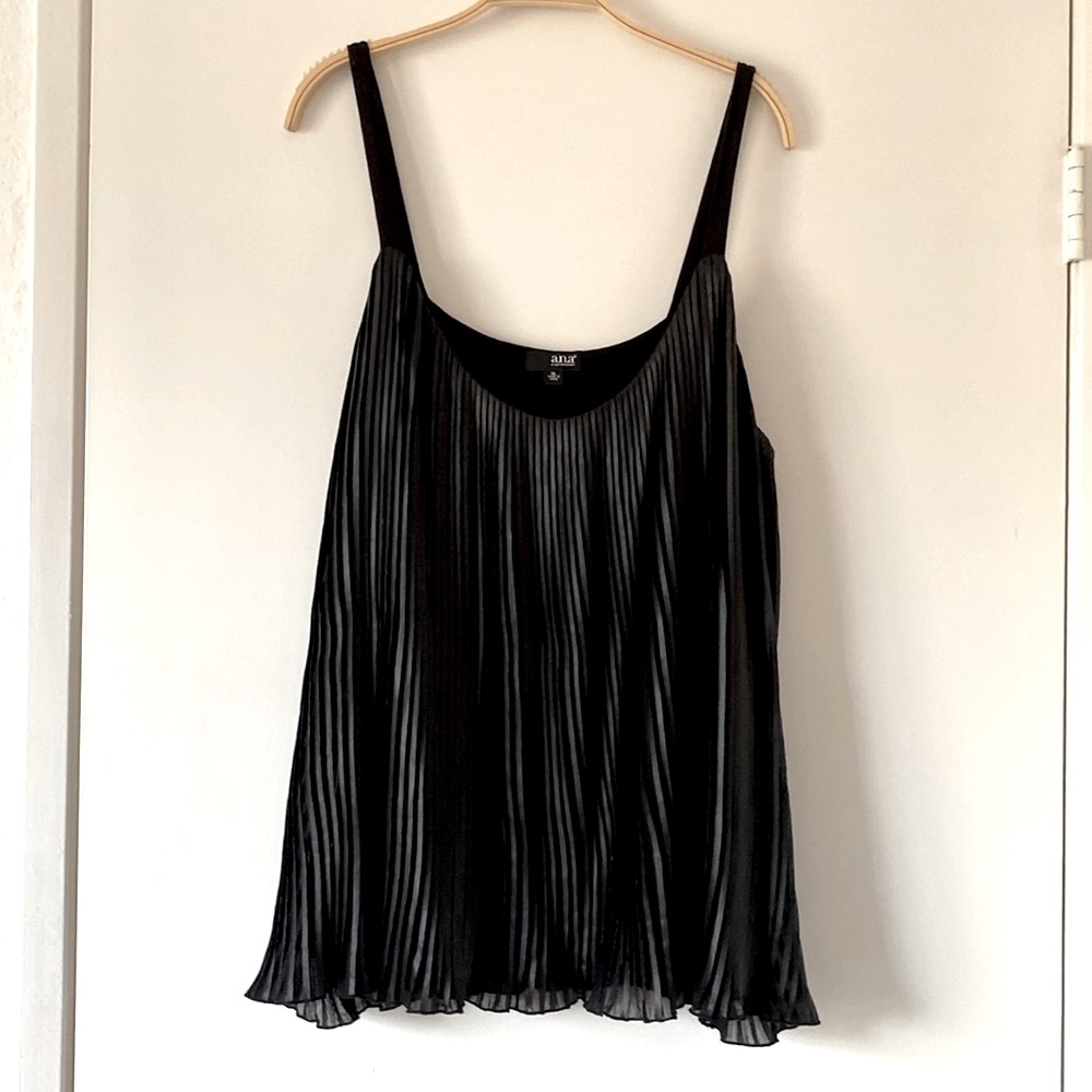 NWOT a.n.a Gorgeous Black Silky Pleated Dressy Tank Blouse